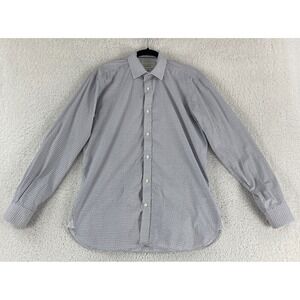 Ted Baker Endurance Button-Up Dress Shirt Men Medium White Geo Print Long Sleeve